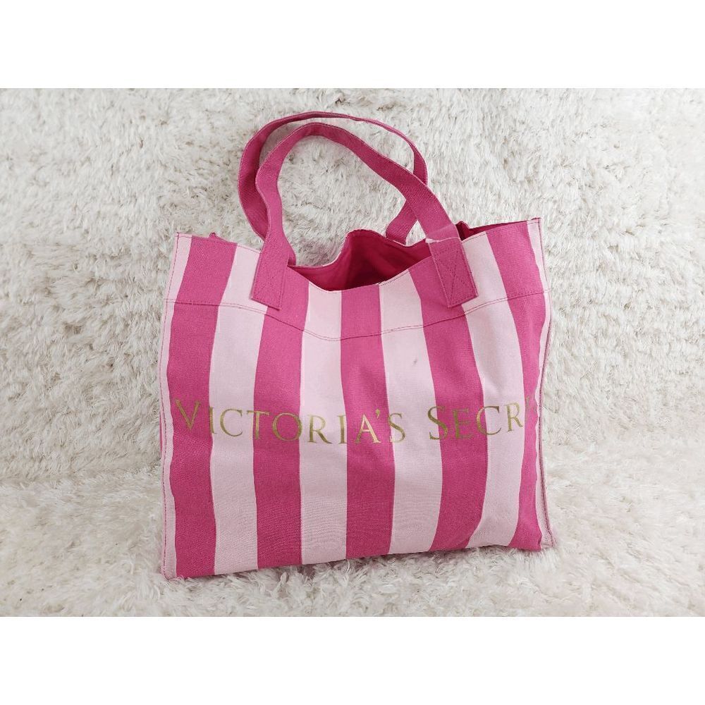 NWT Victoria's Secret Tote Bag Striped Signature Canvass NWT